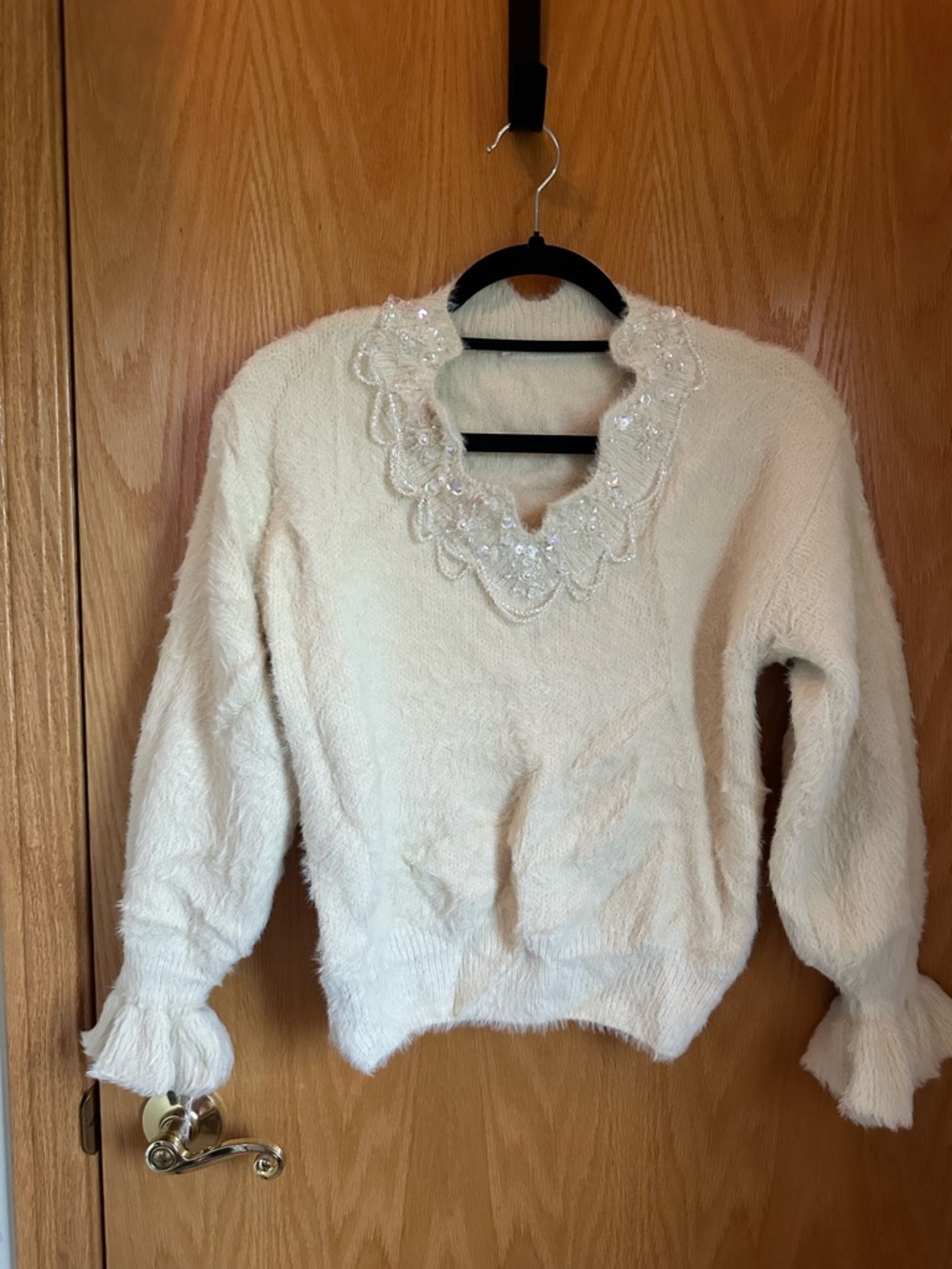 Embellished Cream Women's Sweater